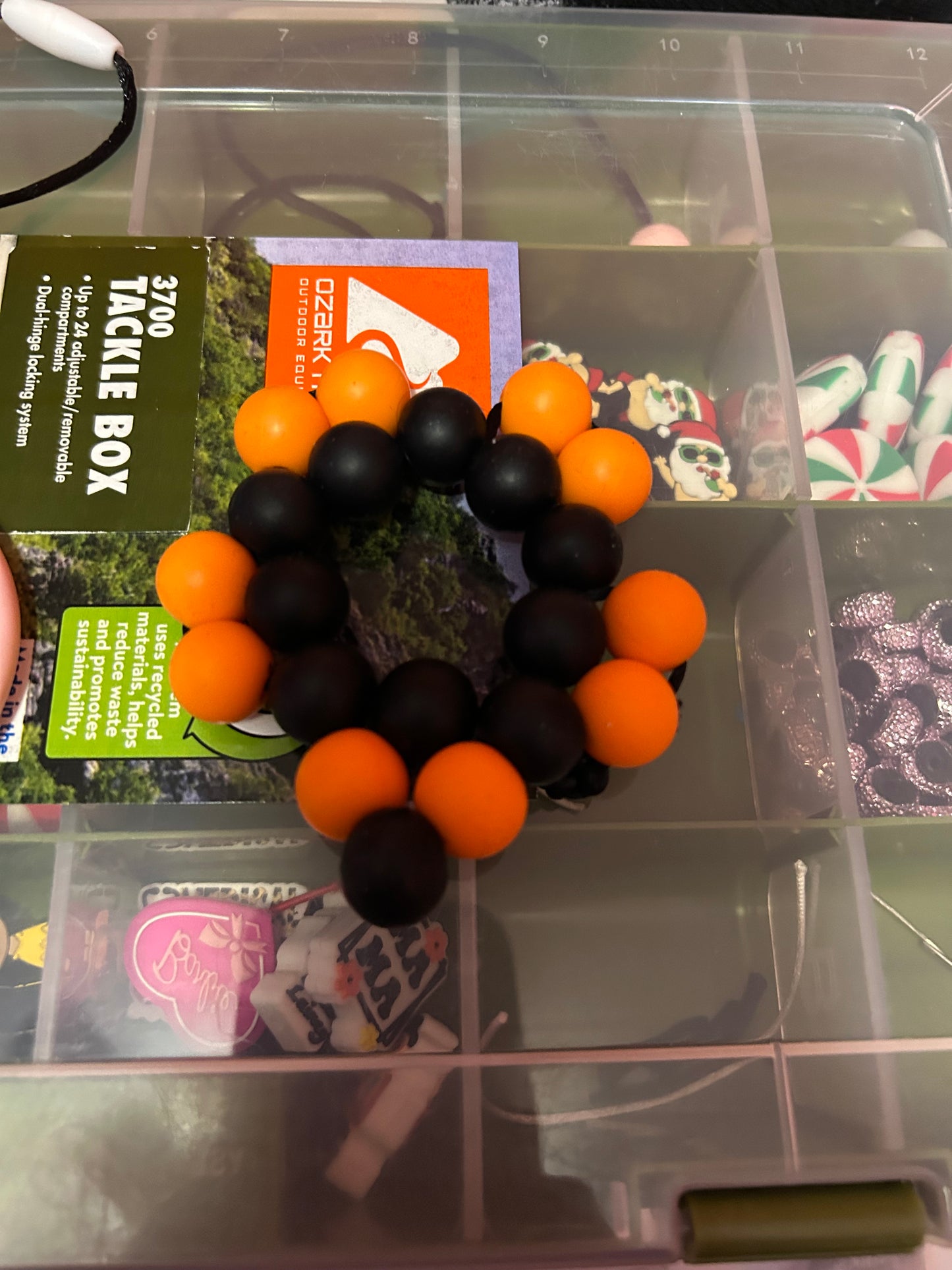 Black and Orange Beaded Turtle