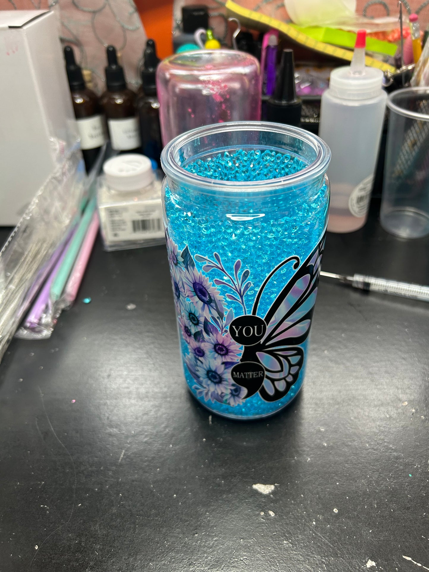 You Matter 16oz Gem Snow Globe Tumbler