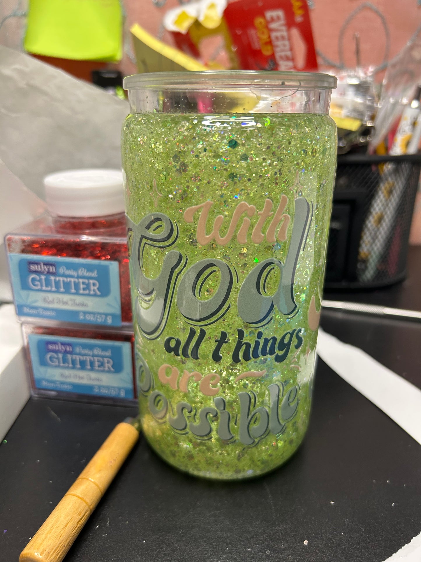 With God 16oz Snow Globe Tumbler