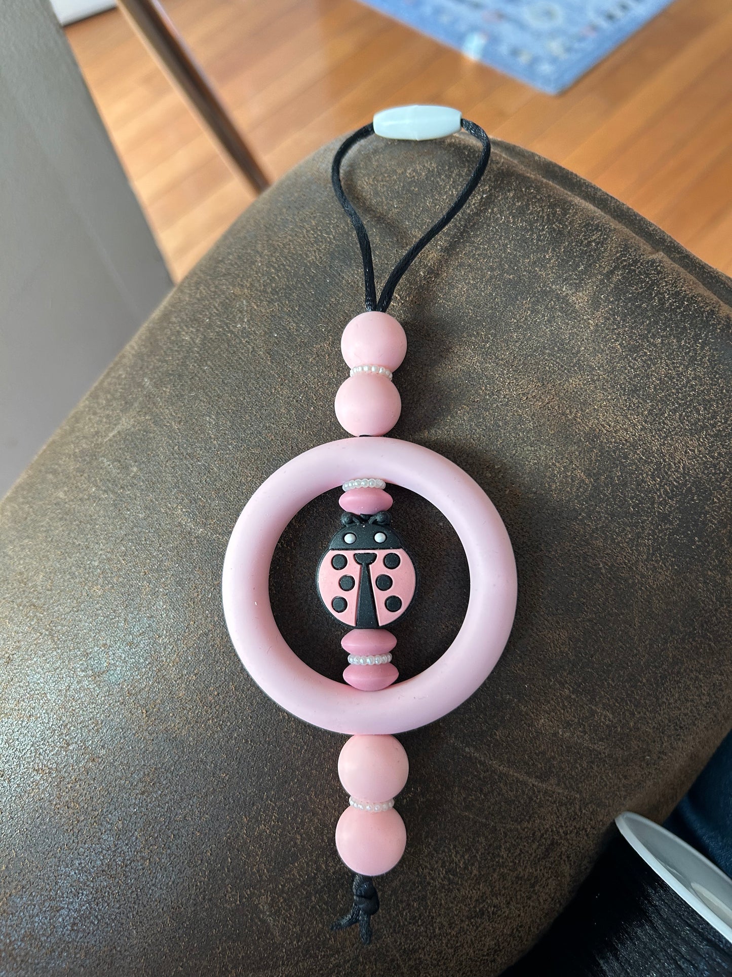 Pink Lady Bug Car Charm