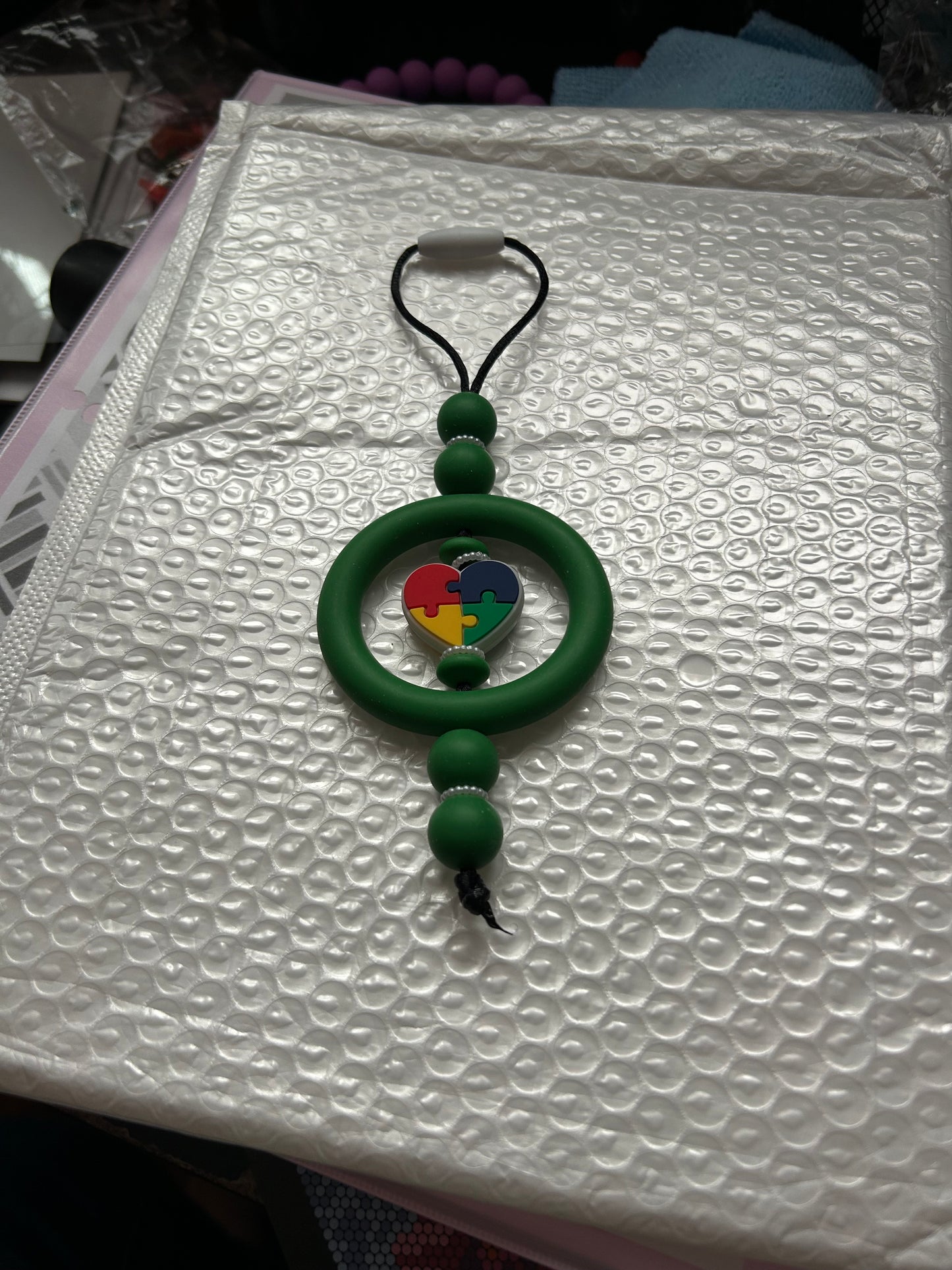 Autism Puzzle Piece Heart Car Charm
