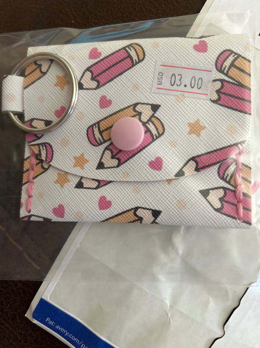 Pencil and hearts coin purse