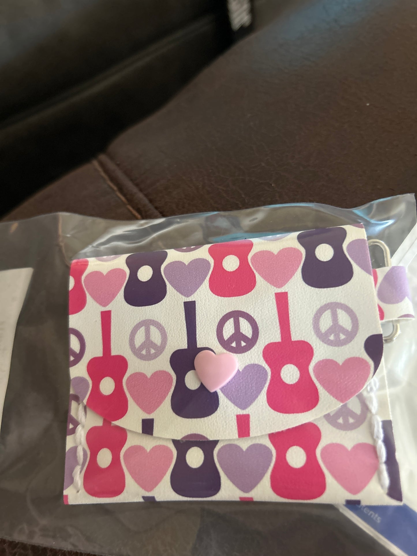 Guitar and peace sign coin purse