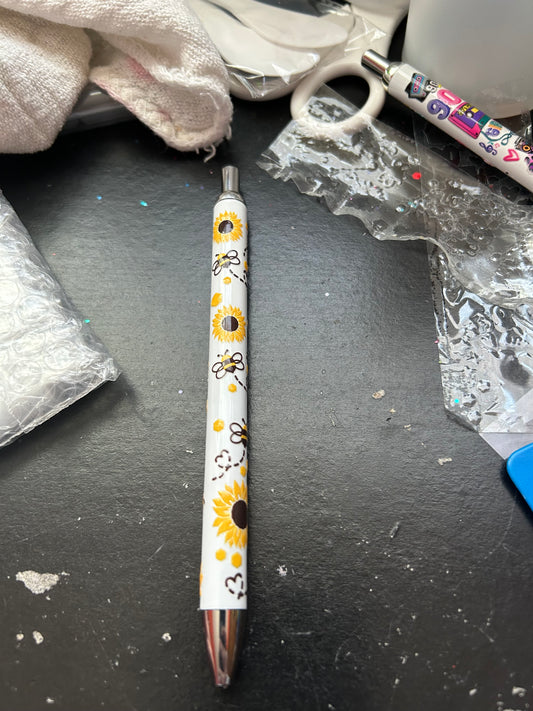 Sunflower And Bees Ink Pen