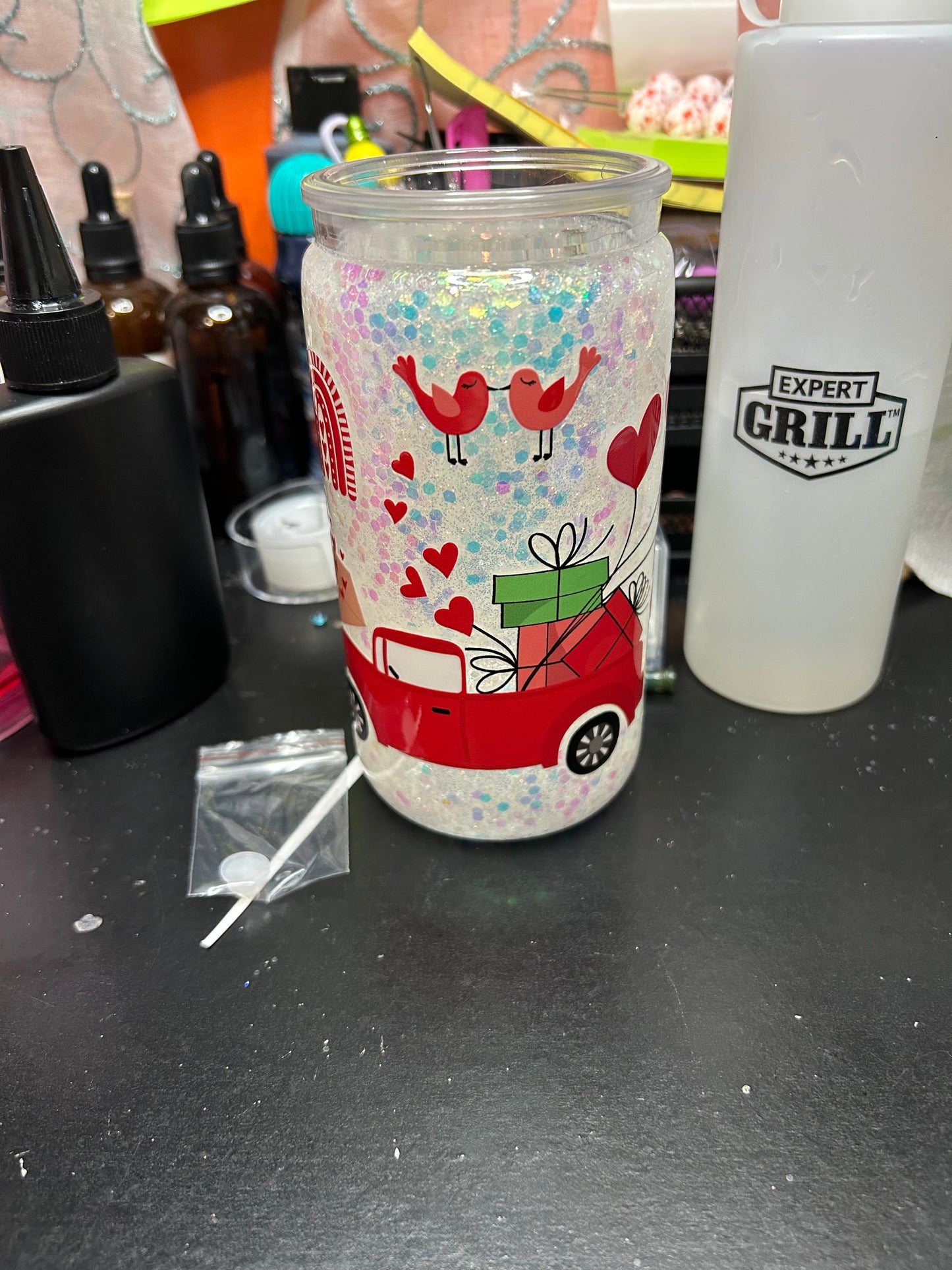 Red Truck 16oz Snow Globe Tumbler