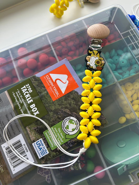 Bee gnome pacifier clip