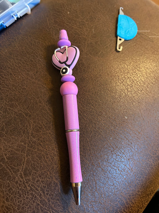 Purple Stethoscope Heart Pen