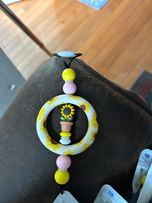 White 3D Sunflower Car Charm