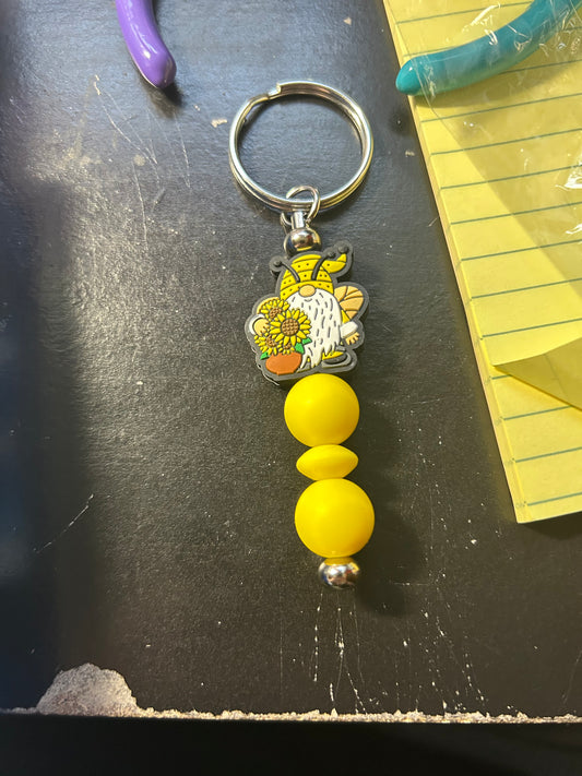 Bee gnome with sunflowers keychain bar