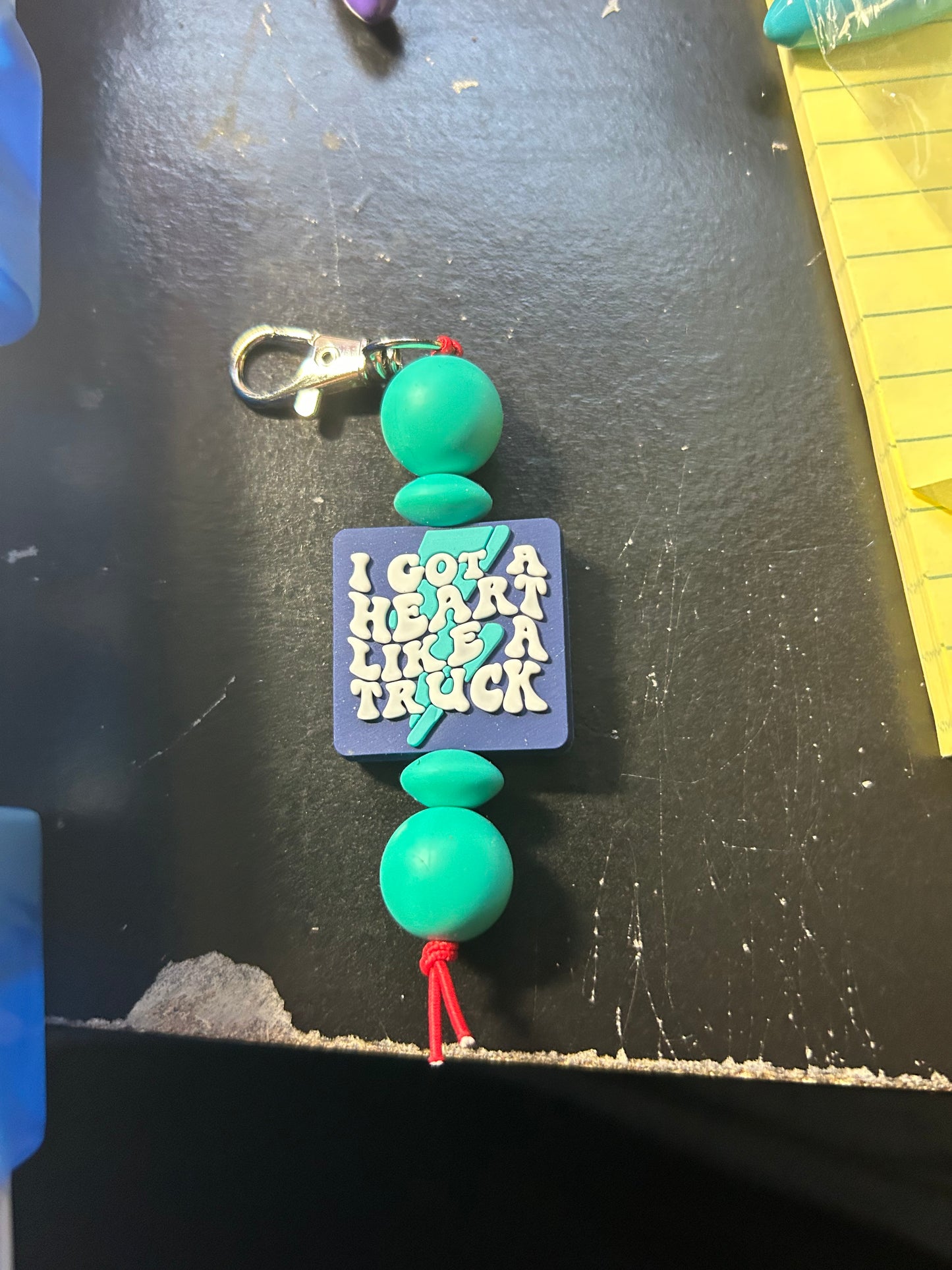 Heart like a truck keychain charm