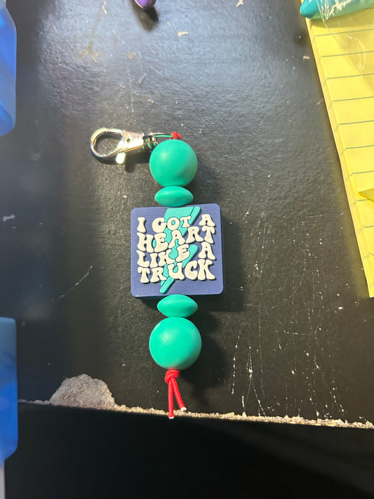 Heart like a truck keychain charm