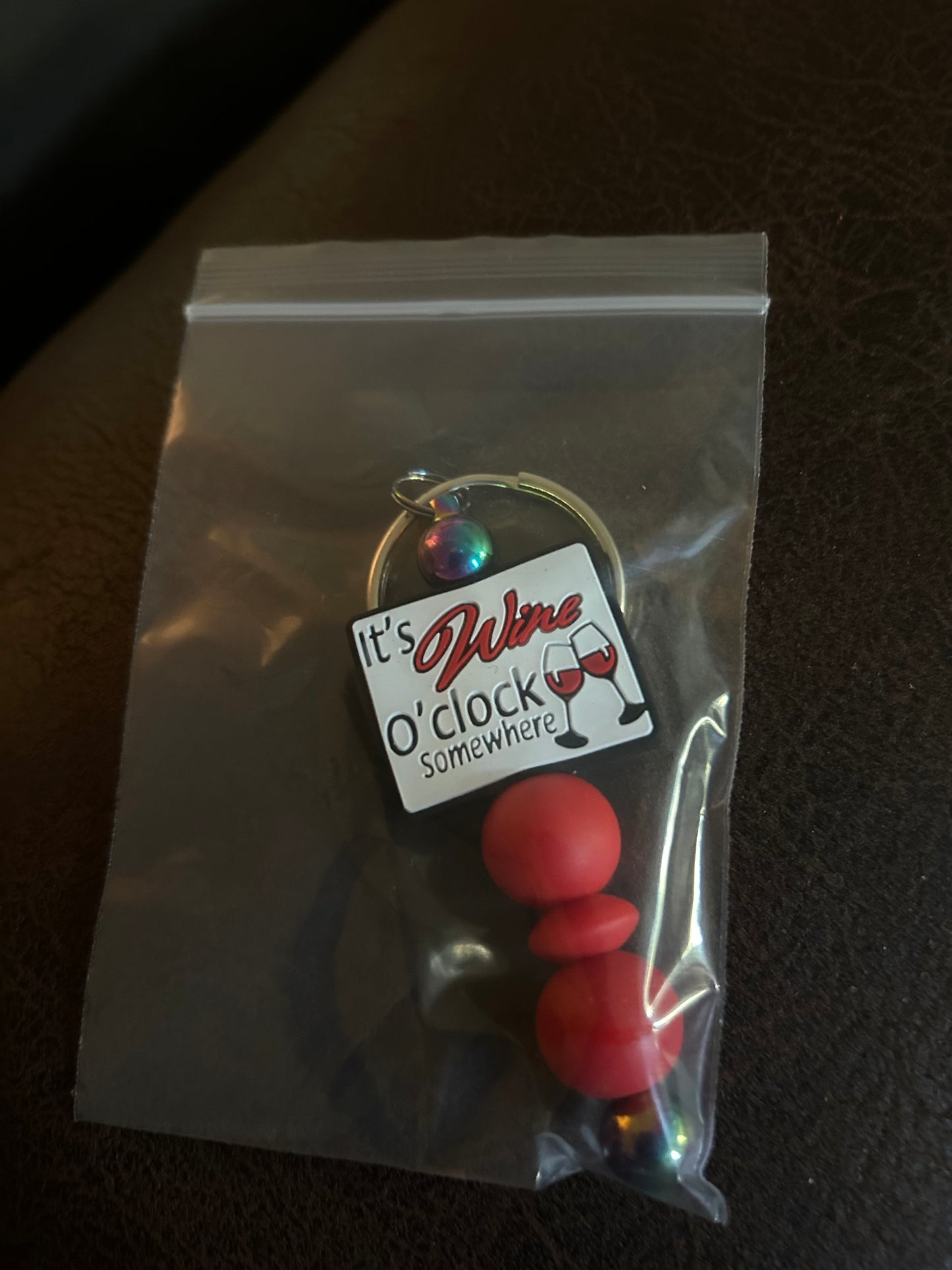 It’s wine o’clock somewhere keychain bar