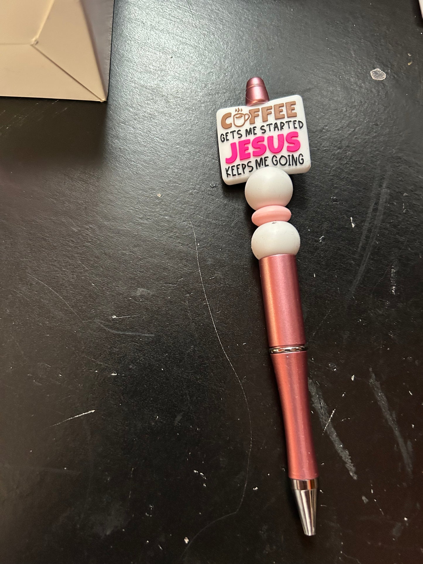 Coffee Gets Me Started Jesus Keeps Me Going Ink pen
