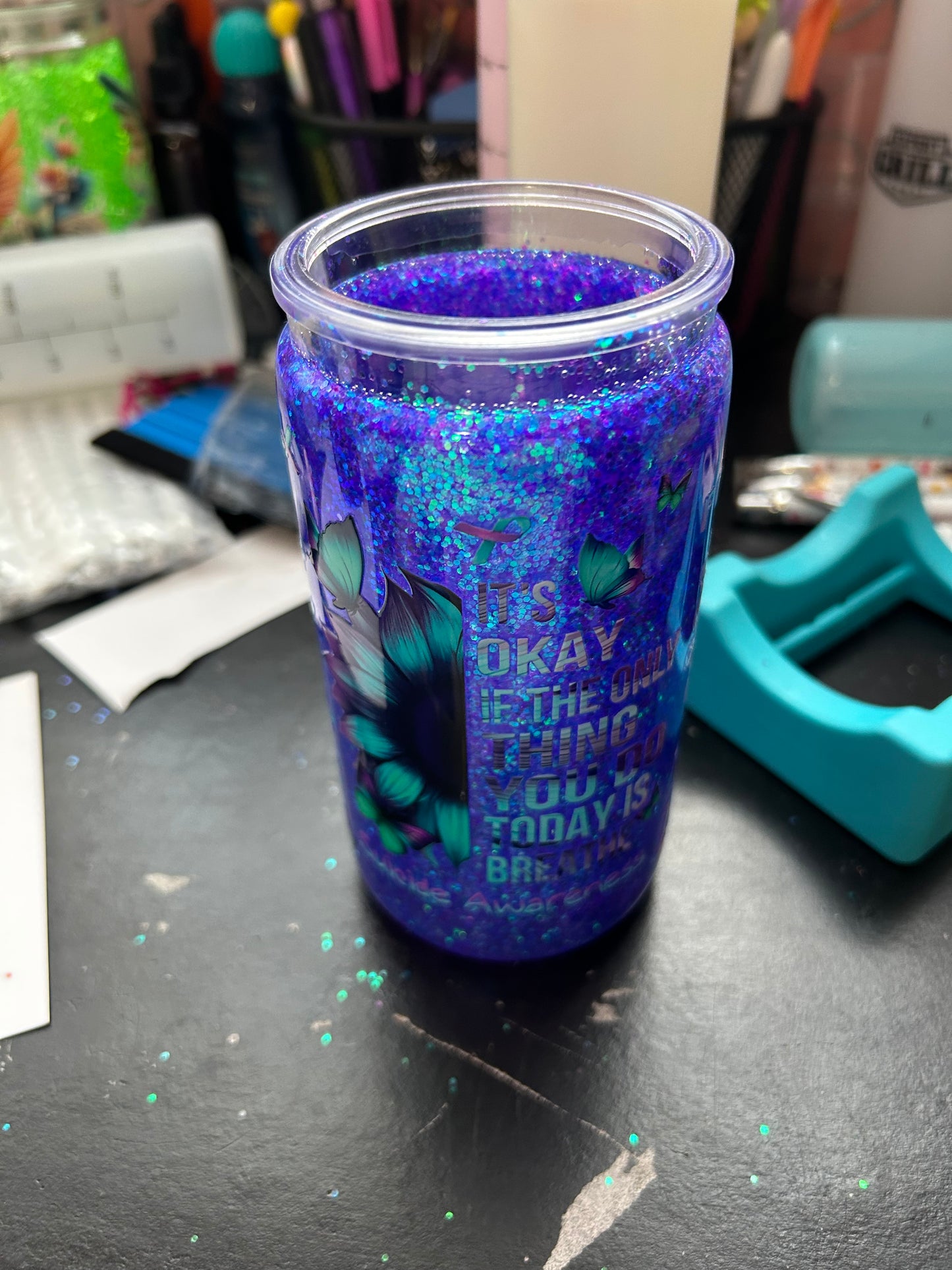 Suicide Awareness 16 oz Snow Globe Tumbler