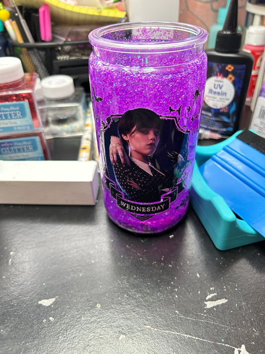 Goth Girl Glitter And Clay Pieces 16oz Snow Globe Tumbler