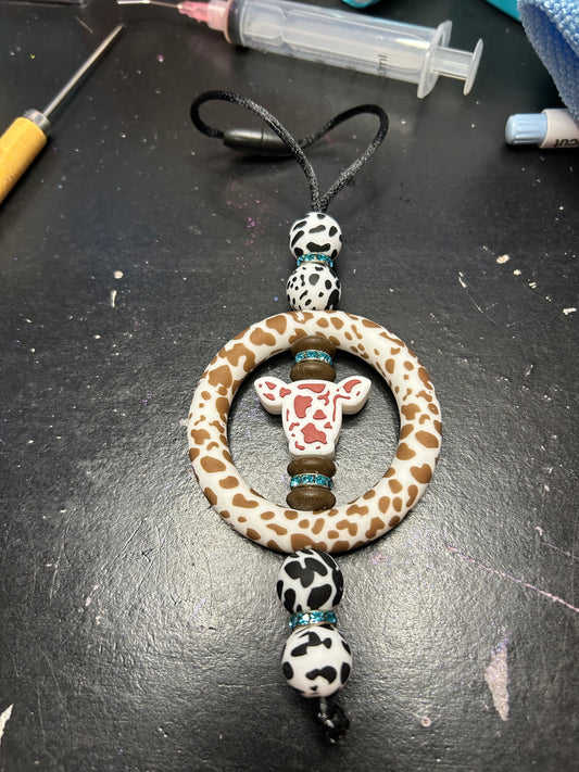 Brown Cow Head Car Charm