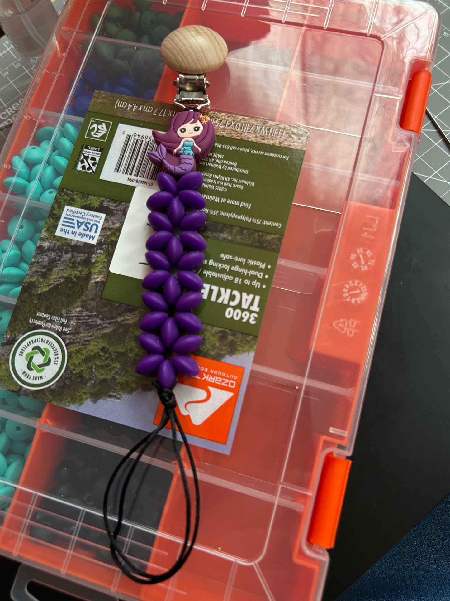 Purple Mermaid Pacifier Clip