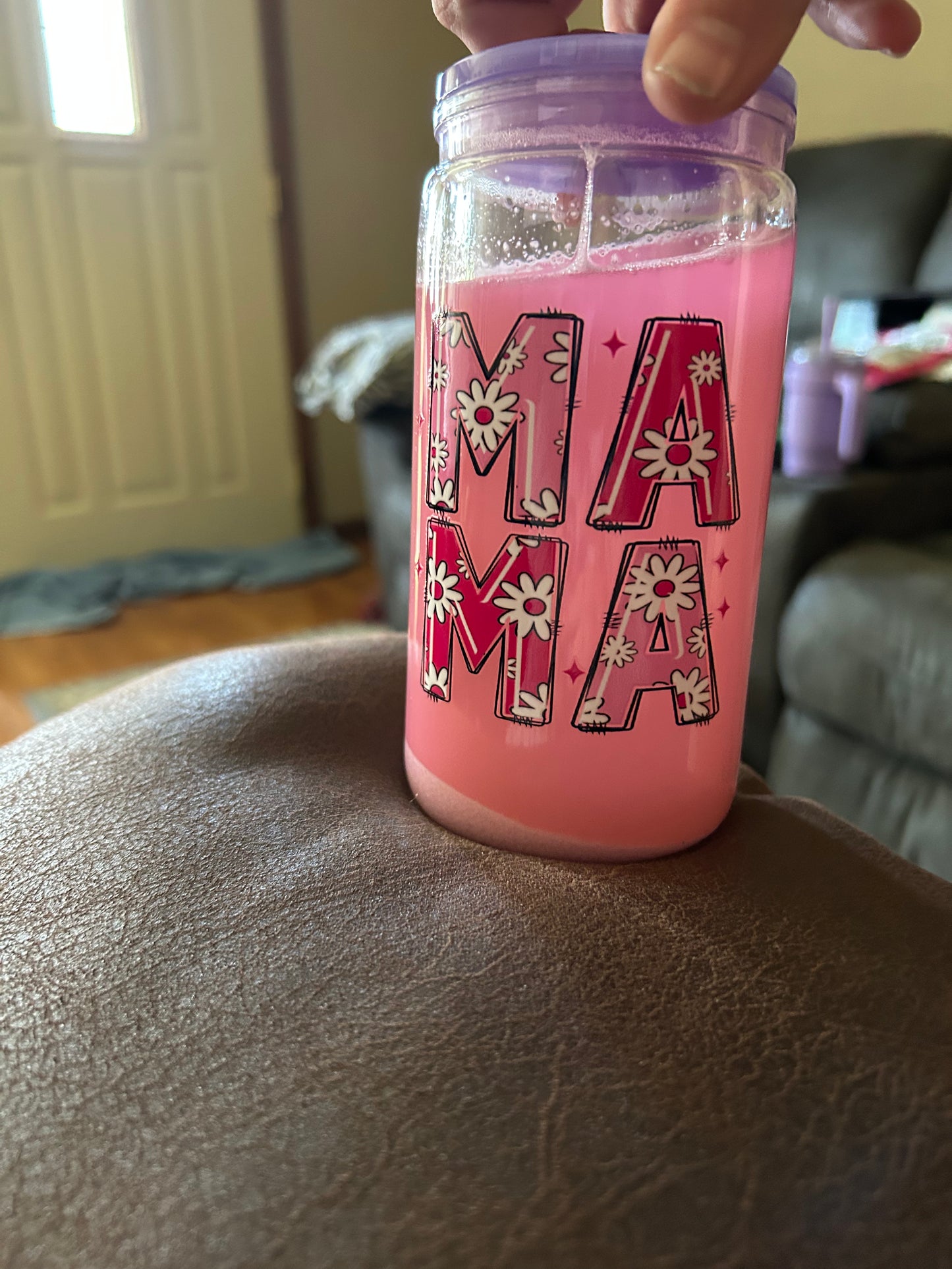Flower Mama Decal 16oz Snow Globe Tumbler