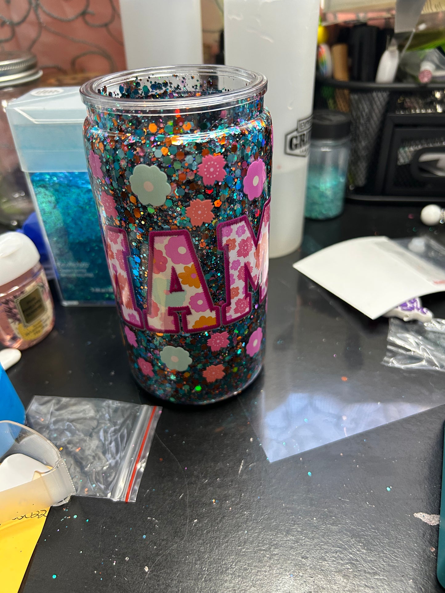 Flower Mama 16oz Snow Globe Tumbler