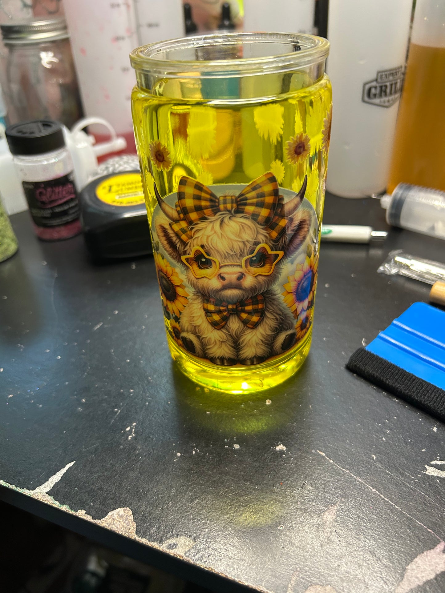 Cow and Sunflower Snow Globe Tumbler