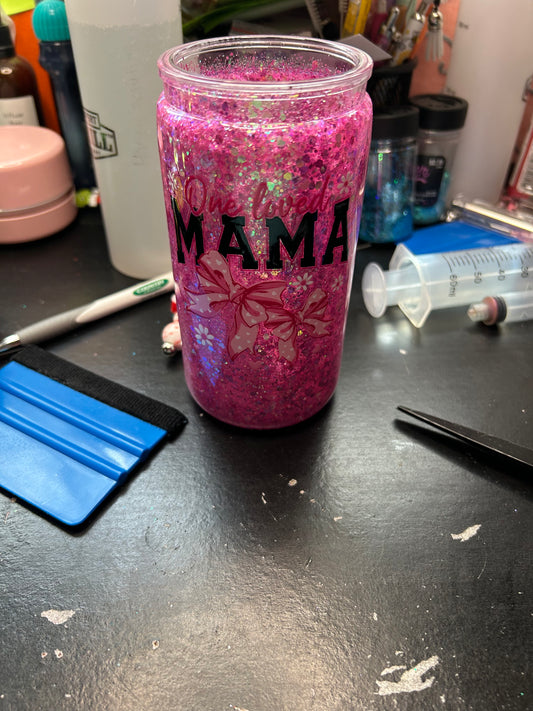 One Loved Mama Decal 16oz Snow Globe Tumbler