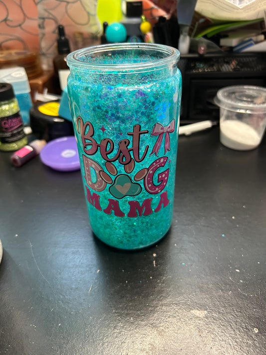 Best Dog Mama Decal 16oz Snow Globe Tumbler