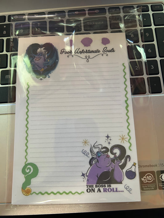Purple Sea Witch 5x7 Notepad