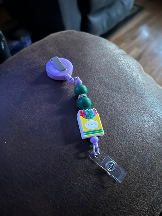 Lilac Box of Crayons Badge Reel