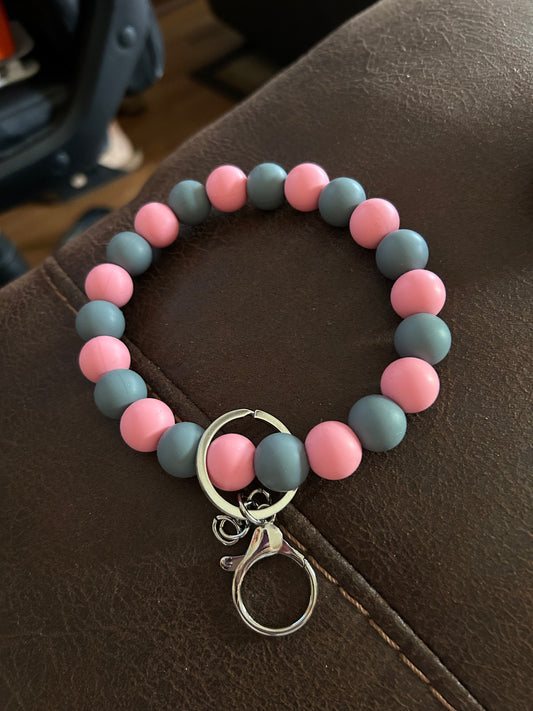 Pink and Gray Wristlet