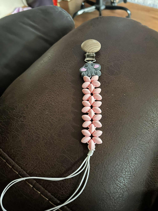 Baby elephant pacifier clip
