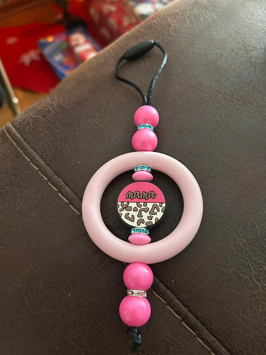 Pink Leopard Mama Car Charm