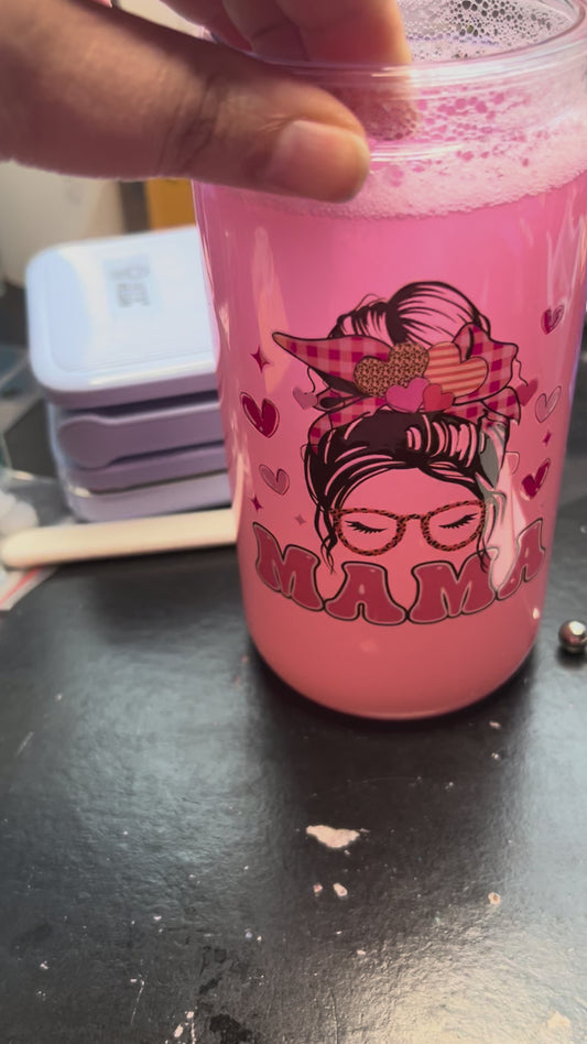 Pink beach Mama Decal 16oz Tumbler
